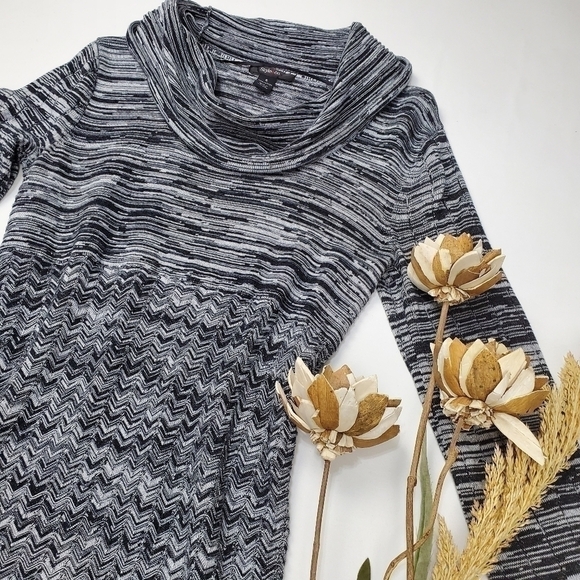 Style & Co. Grey Blk Stripe Cowl Neck Dress Small - Picture 3 of 12